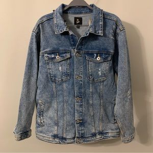 Distressed denim jean jacket